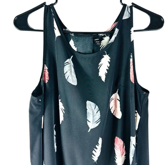 Shein Black Feather Print Sleeveless Maxi Dress Size M - Picture 3 of 12
